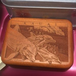 🌴Hawaiian Laser Cut Dolphins Wood Box- 679 $25 or $20 w/offer